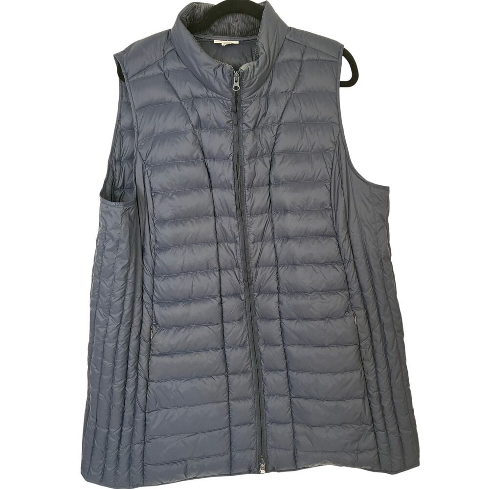 J. Jill Down Puffer Vest Womens 3X (Read) Blue Lightweight Viscose Blend